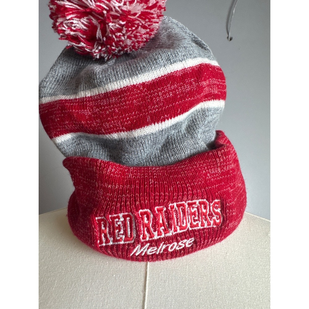 Ohiopyle Red Raiders Melrose Beanie Unisex OS Red Grey‎ Excellent Knit Pom Hat